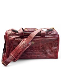 Red Croc Leather Duffle Bag