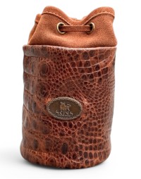Brown Croc Leather Valuables Bag